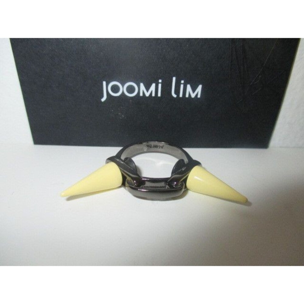 JOOMI LIM gunmetal Double Spike Link Ring Size 6 NWOT $181 yellow